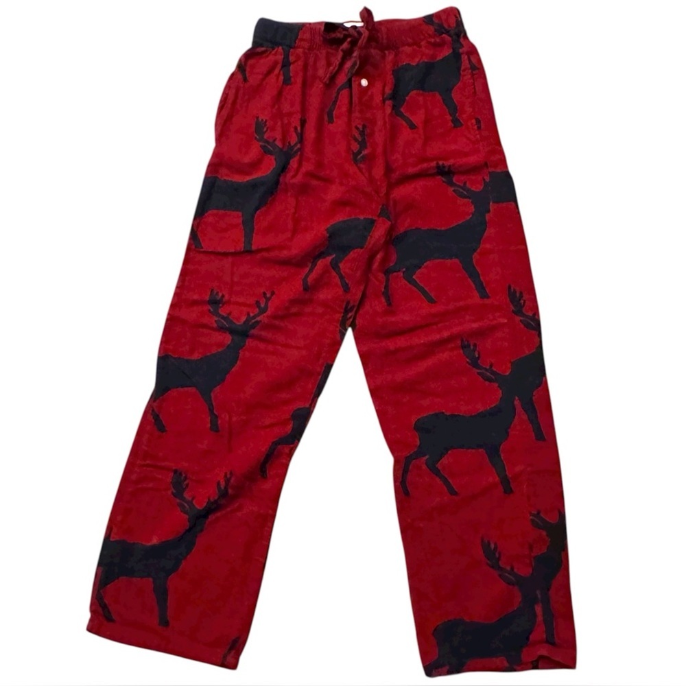 Old Navy Christmas Buck Cotton Flannel Pajama Pants w/Pockets Button Fly